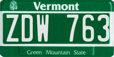 VT license plate ZDW763