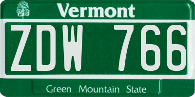 VT license plate ZDW766