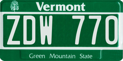 VT license plate ZDW770