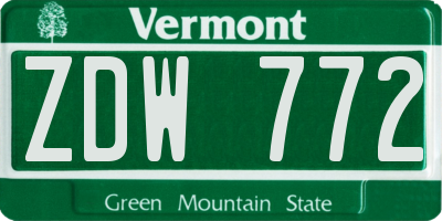 VT license plate ZDW772