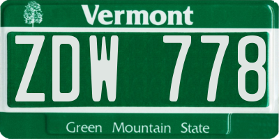 VT license plate ZDW778