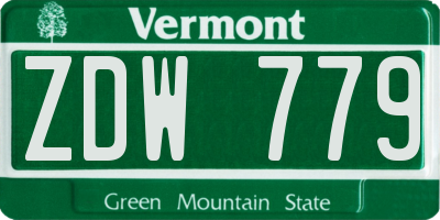 VT license plate ZDW779