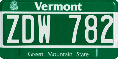 VT license plate ZDW782