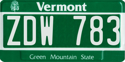 VT license plate ZDW783