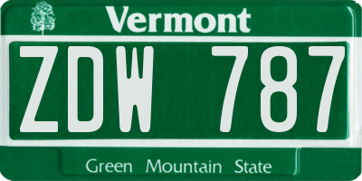 VT license plate ZDW787