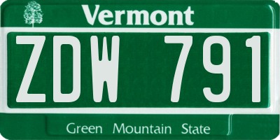 VT license plate ZDW791