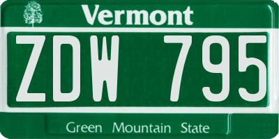 VT license plate ZDW795