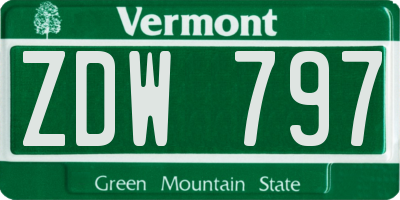VT license plate ZDW797