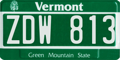 VT license plate ZDW813