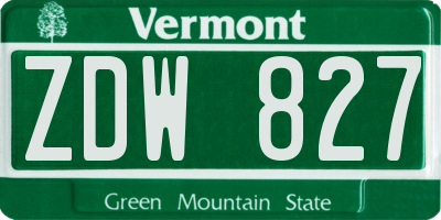 VT license plate ZDW827