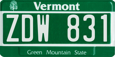 VT license plate ZDW831