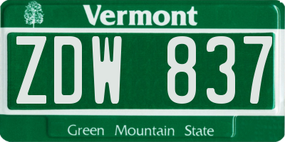 VT license plate ZDW837