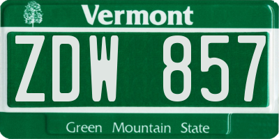 VT license plate ZDW857