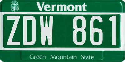 VT license plate ZDW861