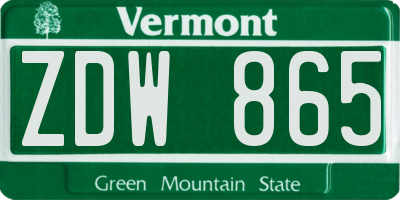 VT license plate ZDW865