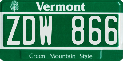 VT license plate ZDW866