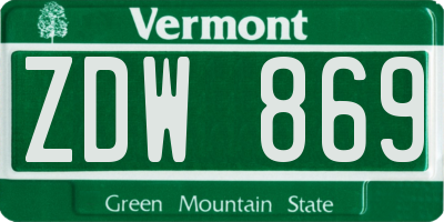 VT license plate ZDW869