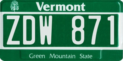 VT license plate ZDW871