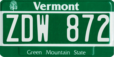 VT license plate ZDW872