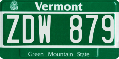 VT license plate ZDW879