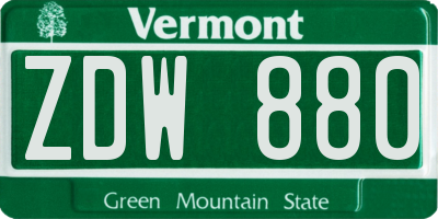 VT license plate ZDW880