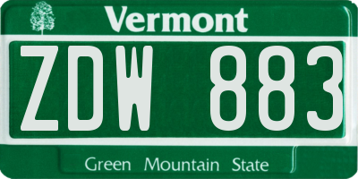 VT license plate ZDW883