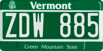 VT license plate ZDW885
