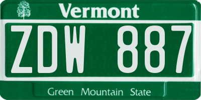 VT license plate ZDW887