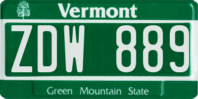 VT license plate ZDW889