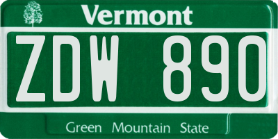 VT license plate ZDW890