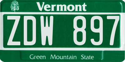 VT license plate ZDW897