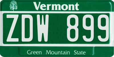 VT license plate ZDW899