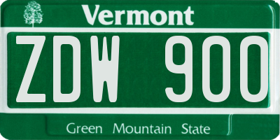 VT license plate ZDW900