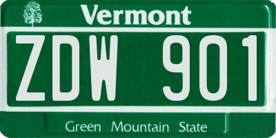 VT license plate ZDW901
