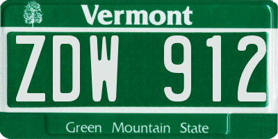 VT license plate ZDW912