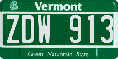 VT license plate ZDW913