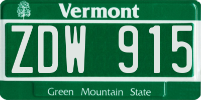 VT license plate ZDW915