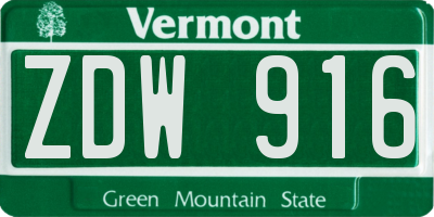 VT license plate ZDW916