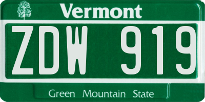 VT license plate ZDW919