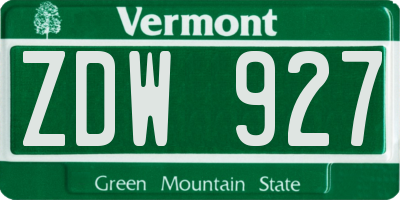 VT license plate ZDW927