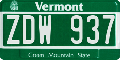 VT license plate ZDW937
