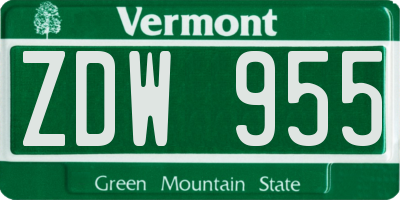 VT license plate ZDW955