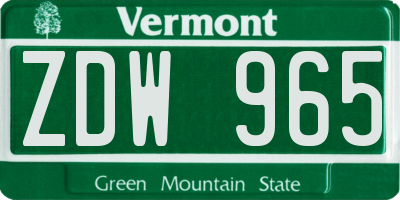 VT license plate ZDW965