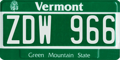 VT license plate ZDW966
