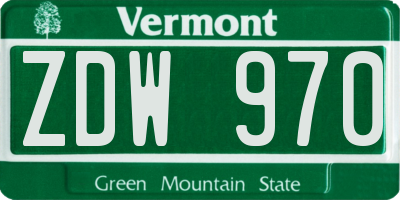VT license plate ZDW970