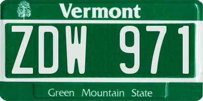 VT license plate ZDW971