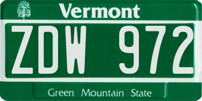 VT license plate ZDW972