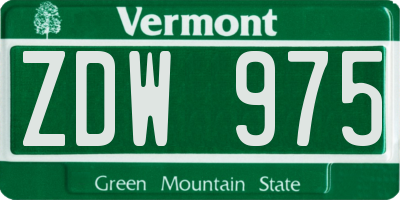 VT license plate ZDW975