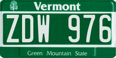 VT license plate ZDW976