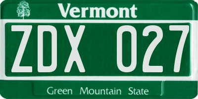 VT license plate ZDX027